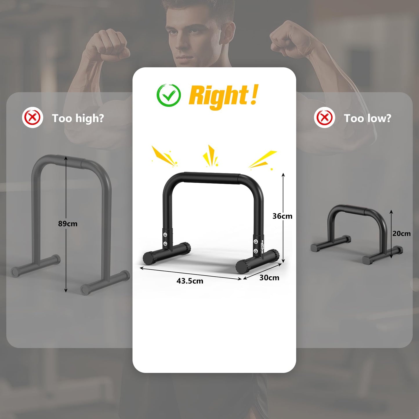 RELIFE REBUILD YOUR LIFE Dip Station Dip Bar Barren Parallettes Push Up Dip-Ständer Einstellbar Einstellbare Höhe Fitness Turnhalle Ausüben Calisthenics Equipment