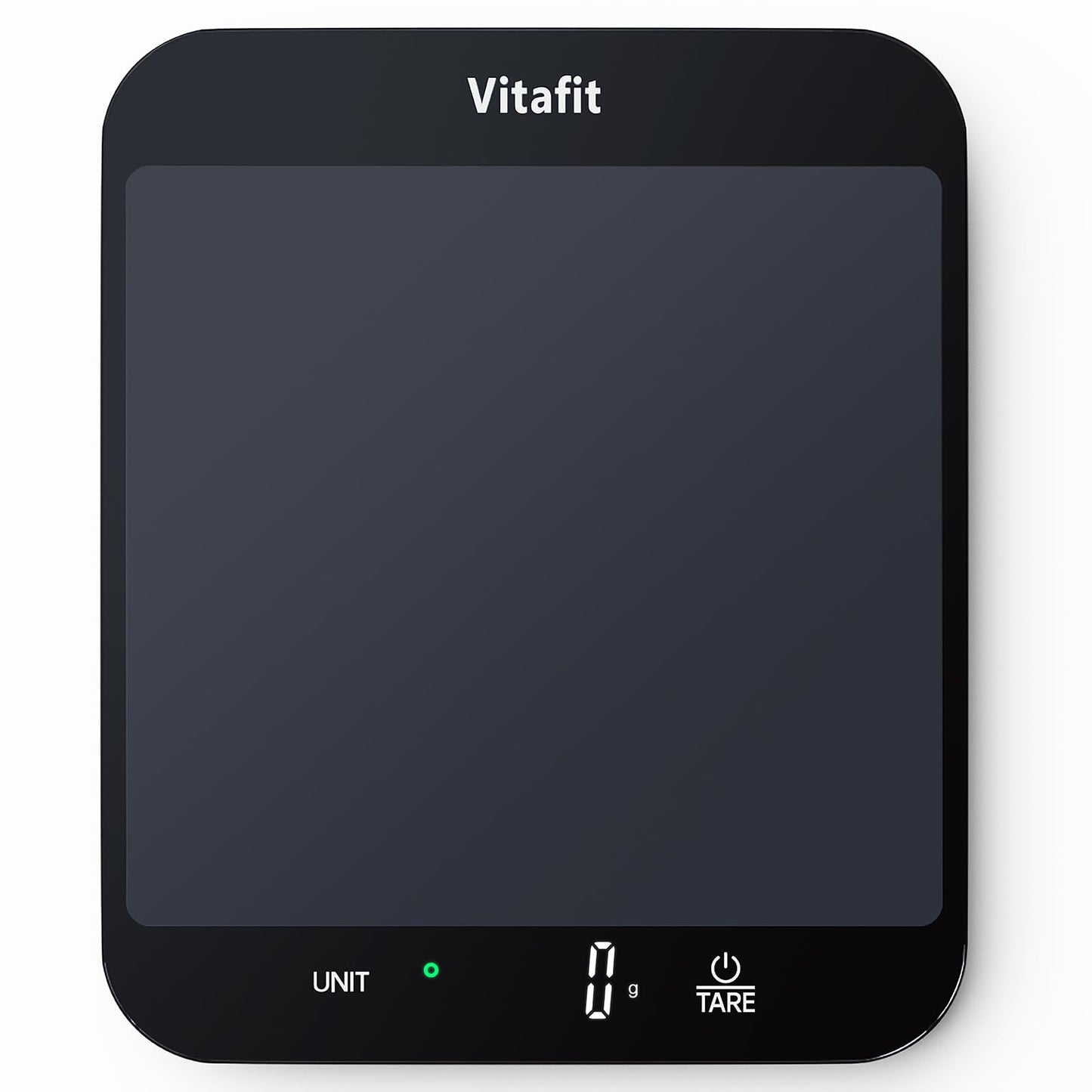 Vitafit 15kg Küchenwaage, Genauigkeit 1g durch Unser Professionelle Waagenfabrik Seit 2001,LFGB-Zulassung Waage Küche Digital zum Kochen und Backen, Große Plattform 215x180mm, 3 AAA-Batterien, Schwarz