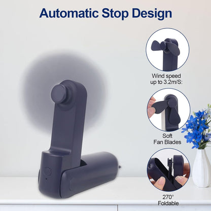 USB Tischventilator Clip Fan mit 2800mAh Wiederaufladbare Batterie, Min Ventilator mit 3 Geschwindigkeitsstufen und Lichtern,360° Drehung Tischventilatoren Akku für drinnen draußen