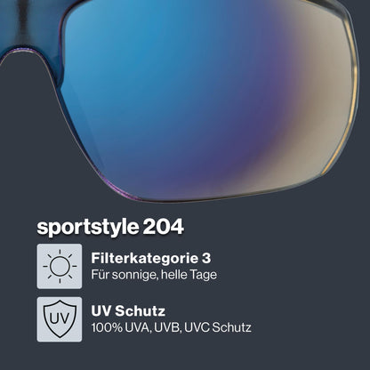 uvex sportstyle 204 - Sportbrille für Damen und Herren - 100% UVA-, B, C Schutz - druckfreier Sitz & perfekter Halt