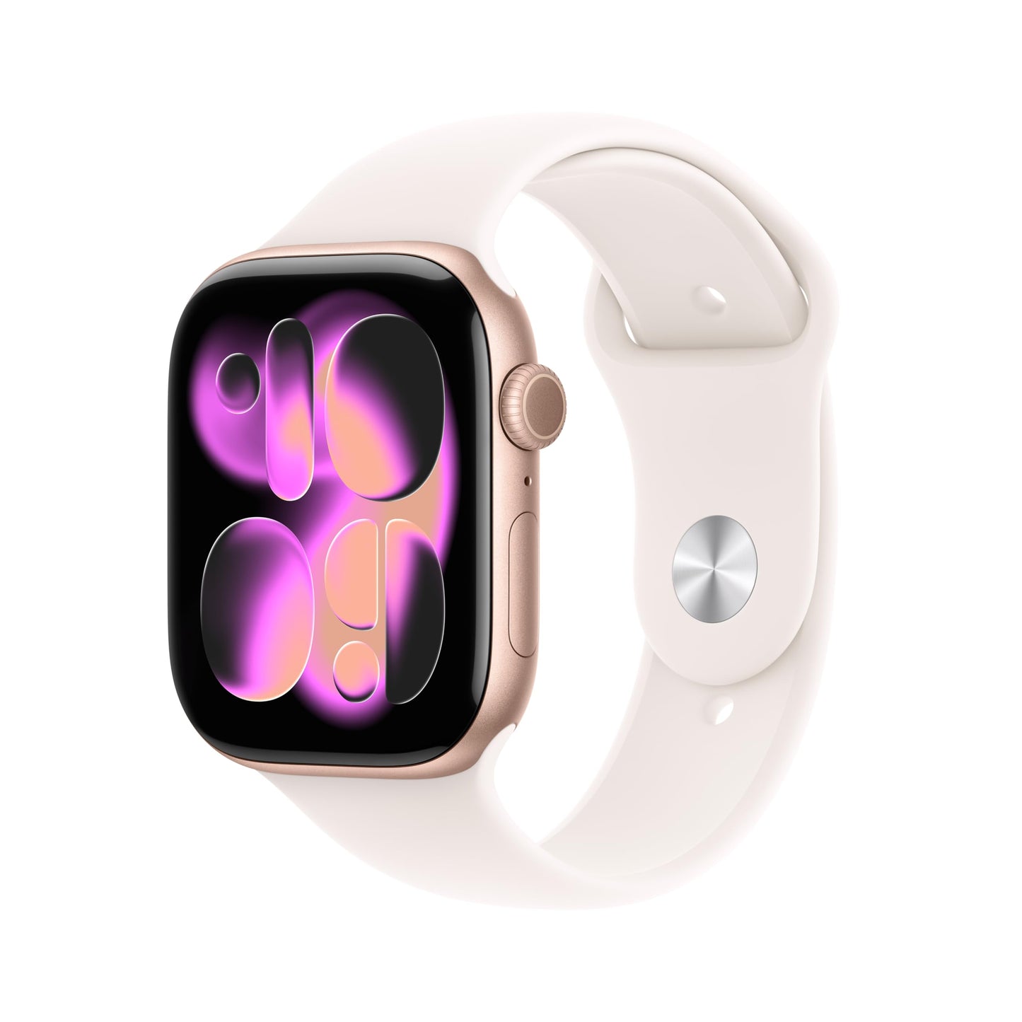 Apple Watch Series 11 GPS 42 mm Smartwatch mit Aluminiumgehäuse in Roségold und Sportarmband in Blassrosa (M/L). Schlafindex, Fitnesstracker, Gesundheitstracking, Always-On Display, Wasserschutz