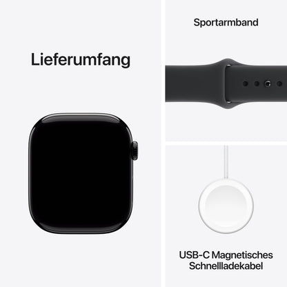 Apple Watch Series 11 GPS 42 mm Smartwatch mit Aluminiumgehäuse in Roségold und Sportarmband in Blassrosa (M/L). Schlafindex, Fitnesstracker, Gesundheitstracking, Always-On Display, Wasserschutz