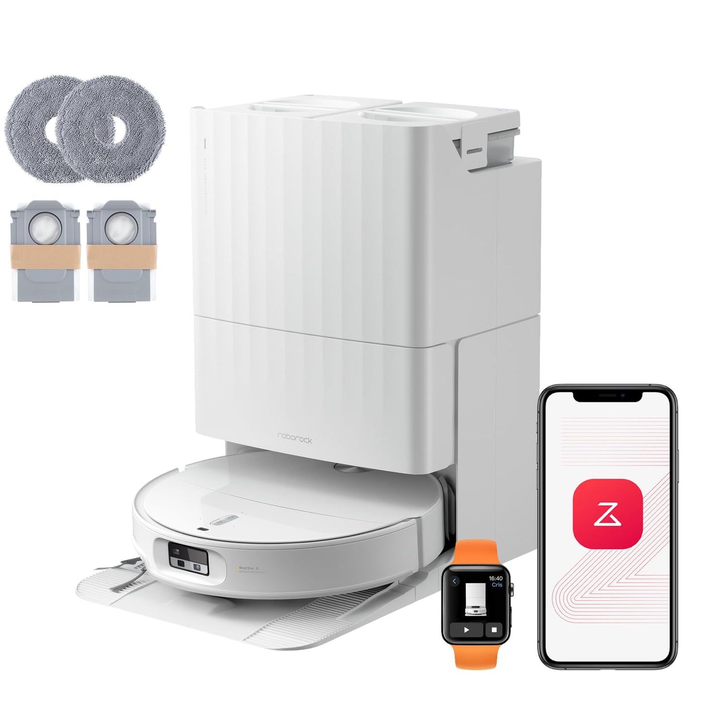 roborock Qrevo Edge 2 Set Saugroboter mit Wischfunktion&Hebarem Wischmopp, 25.000 Pa, Anti-Tangle, ultraflach 7,98 cm, 80 °C Heißwasser-Moppwäsche, FlexiArm-Technologie, AI-Hinderniserkennung(Schwarz)