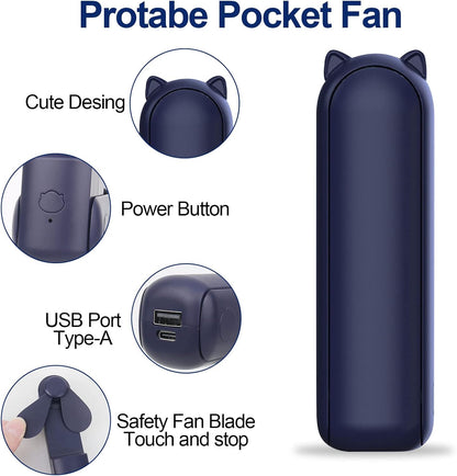 USB Tischventilator Clip Fan mit 2800mAh Wiederaufladbare Batterie, Min Ventilator mit 3 Geschwindigkeitsstufen und Lichtern,360° Drehung Tischventilatoren Akku für drinnen draußen
