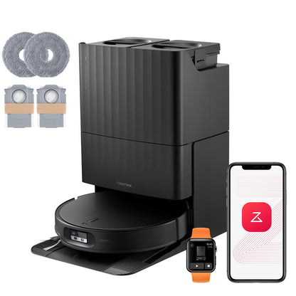 roborock Qrevo Edge 2 Set Saugroboter mit Wischfunktion&Hebarem Wischmopp, 25.000 Pa, Anti-Tangle, ultraflach 7,98 cm, 80 °C Heißwasser-Moppwäsche, FlexiArm-Technologie, AI-Hinderniserkennung(Schwarz)