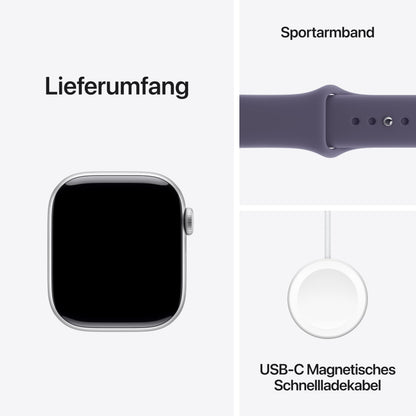 Apple Watch Series 11 GPS 42 mm Smartwatch mit Aluminiumgehäuse in Roségold und Sportarmband in Blassrosa (M/L). Schlafindex, Fitnesstracker, Gesundheitstracking, Always-On Display, Wasserschutz