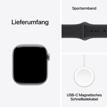Apple Watch Series 11 GPS 42 mm Smartwatch mit Aluminiumgehäuse in Roségold und Sportarmband in Blassrosa (M/L). Schlafindex, Fitnesstracker, Gesundheitstracking, Always-On Display, Wasserschutz