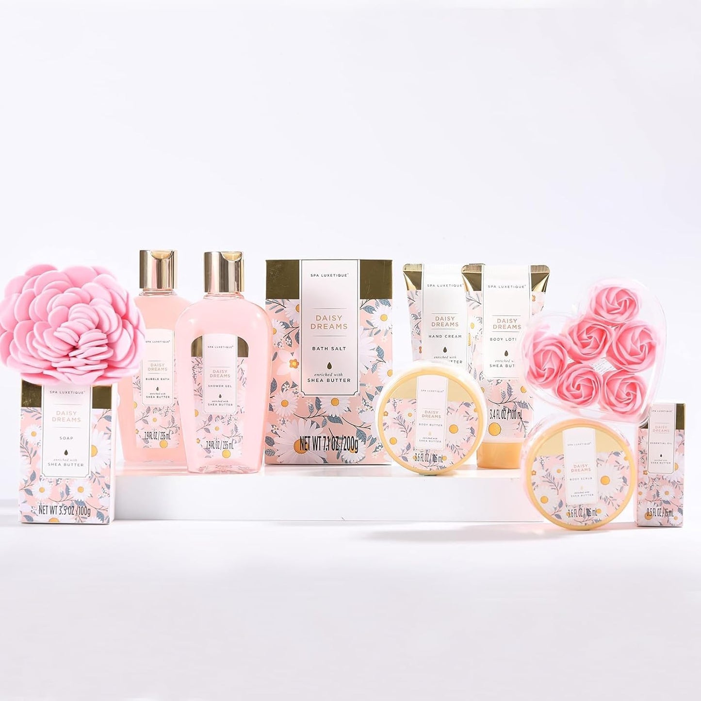 SPA LUXETIQUE Damen Bade Geschenkset - Beauty Set für Sie 12tlg Geburtstagsgeschenk, Gänseblümchenduft Spa Set, Wellness Set für Frauen, Muttertaggeschenke, Valentinstag Geschenk für Sie
