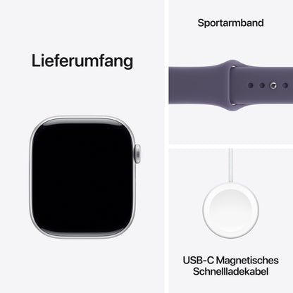 Apple Watch Series 11 GPS 42 mm Smartwatch mit Aluminiumgehäuse in Roségold und Sportarmband in Blassrosa (M/L). Schlafindex, Fitnesstracker, Gesundheitstracking, Always-On Display, Wasserschutz