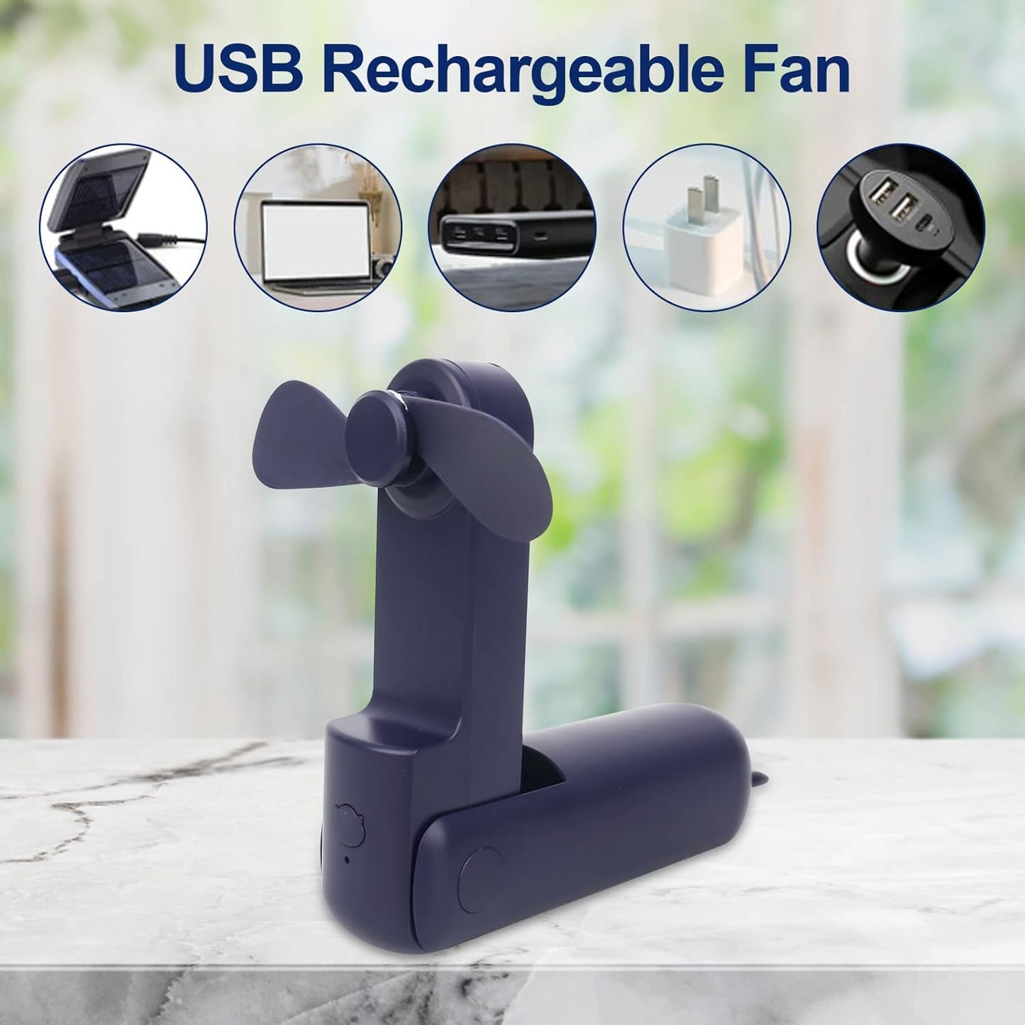 USB Tischventilator Clip Fan mit 2800mAh Wiederaufladbare Batterie, Min Ventilator mit 3 Geschwindigkeitsstufen und Lichtern,360° Drehung Tischventilatoren Akku für drinnen draußen
