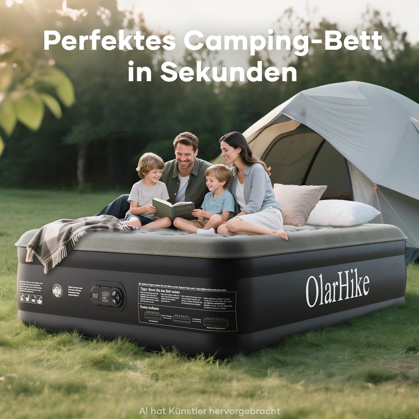 OlarHike Luftmatratze Selbstaufblasend, Luftbett 2 Personen, Gästebett, Luftmatratze 140x200, 1er Pack, aufblasbar für Camping, Zelt, Sofa und Heimgebrauch - 140 x 200 x 46 cm