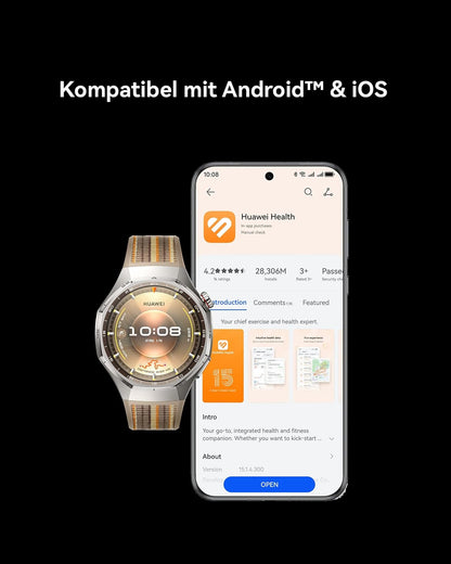 HUAWEI Watch GT 6 Pro Smartwatch, GPS, EKG, 1,47" AMOLED-Display, Bis zu 21 Tage Akku, umfassende Fahrrad-Features, 100+ Sportmodi, Kompatibel mit Android™ & iOS, Gesundheitsmonitoring, Schwarz, 46mm