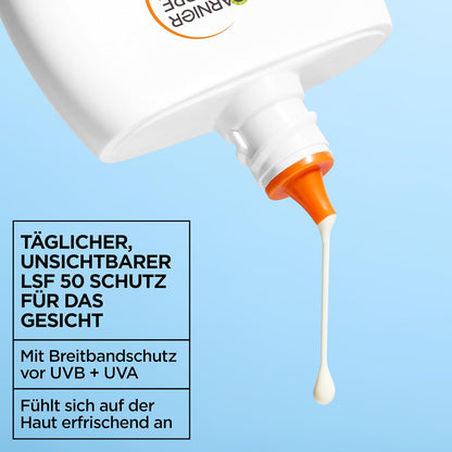 Garnier Ambre Solaire Sensitive Expert + Hydrating UV Water Sonnenschutzspray LSF 50 – Sonnen-Spray für Körper, Gesicht, Kopfhaut & Haare – Wasserfest, sandresistent & nicht fettend – 150ml