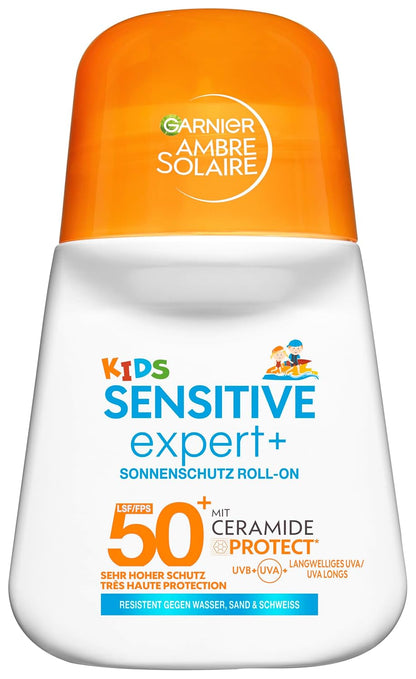 Garnier Ambre Solaire Sensitive Expert + Hydrating UV Water Sonnenschutzspray LSF 50 – Sonnen-Spray für Körper, Gesicht, Kopfhaut & Haare – Wasserfest, sandresistent & nicht fettend – 150ml