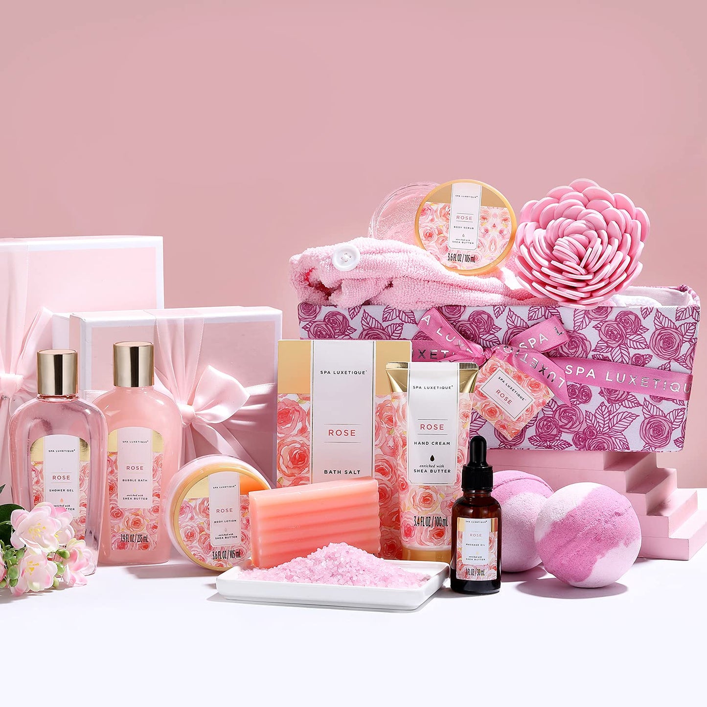 SPA LUXETIQUE Damen Bade Geschenkset - Beauty Set für Sie 12tlg Geburtstagsgeschenk, Gänseblümchenduft Spa Set, Wellness Set für Frauen, Muttertaggeschenke, Valentinstag Geschenk für Sie