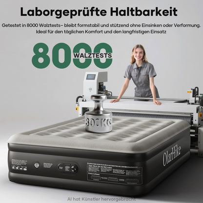 OlarHike Luftmatratze Selbstaufblasend, Luftbett 2 Personen, Gästebett, Luftmatratze 140x200, 1er Pack, aufblasbar für Camping, Zelt, Sofa und Heimgebrauch - 140 x 200 x 46 cm