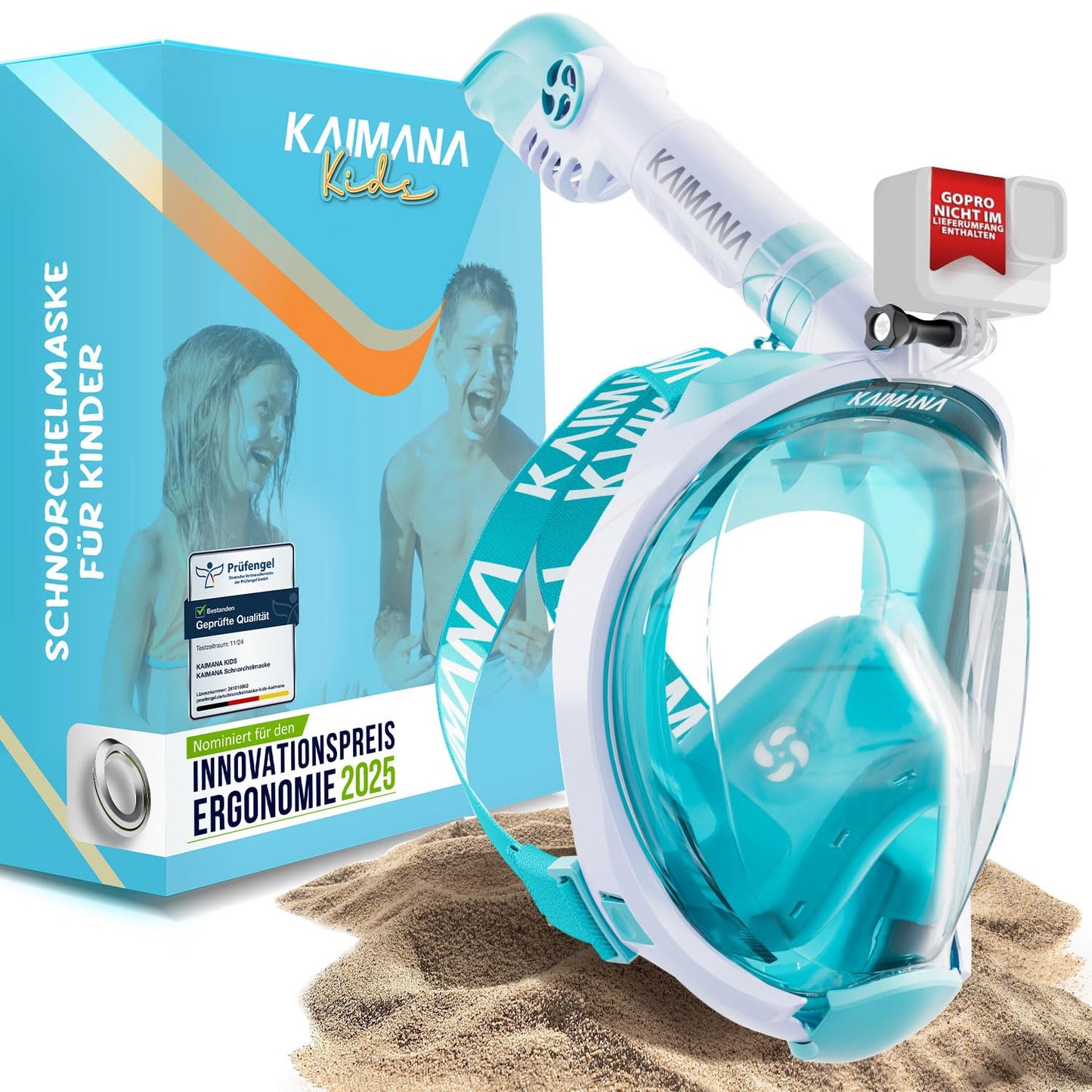 Die Preisgekrönte KAIMANA® Schnorchelmaske für Erwachsene & Kinder - absolut CO2 sicher - inkl. Tragetasche - Tauchermaske Erwachsene - Vollgesichtsmaske Tauchmaske