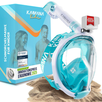 Die Preisgekrönte KAIMANA® Schnorchelmaske für Erwachsene & Kinder - absolut CO2 sicher - inkl. Tragetasche - Tauchermaske Erwachsene - Vollgesichtsmaske Tauchmaske