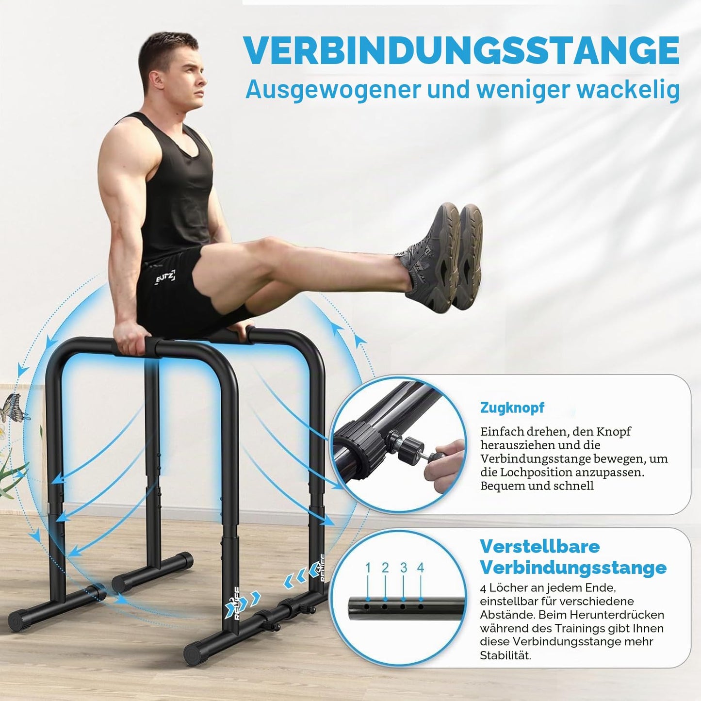 RELIFE REBUILD YOUR LIFE Dip Station Dip Bar Barren Parallettes Push Up Dip-Ständer Einstellbar Einstellbare Höhe Fitness Turnhalle Ausüben Calisthenics Equipment