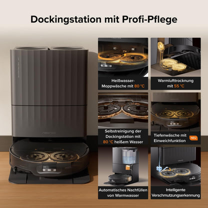 roborock Qrevo Edge 2 Set Saugroboter mit Wischfunktion&Hebarem Wischmopp, 25.000 Pa, Anti-Tangle, ultraflach 7,98 cm, 80 °C Heißwasser-Moppwäsche, FlexiArm-Technologie, AI-Hinderniserkennung(Schwarz)
