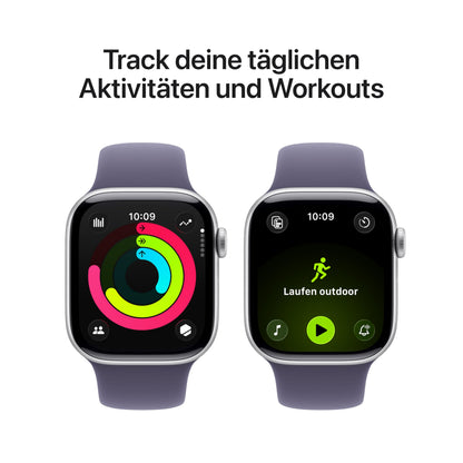 Apple Watch Series 11 GPS 42 mm Smartwatch mit Aluminiumgehäuse in Roségold und Sportarmband in Blassrosa (M/L). Schlafindex, Fitnesstracker, Gesundheitstracking, Always-On Display, Wasserschutz