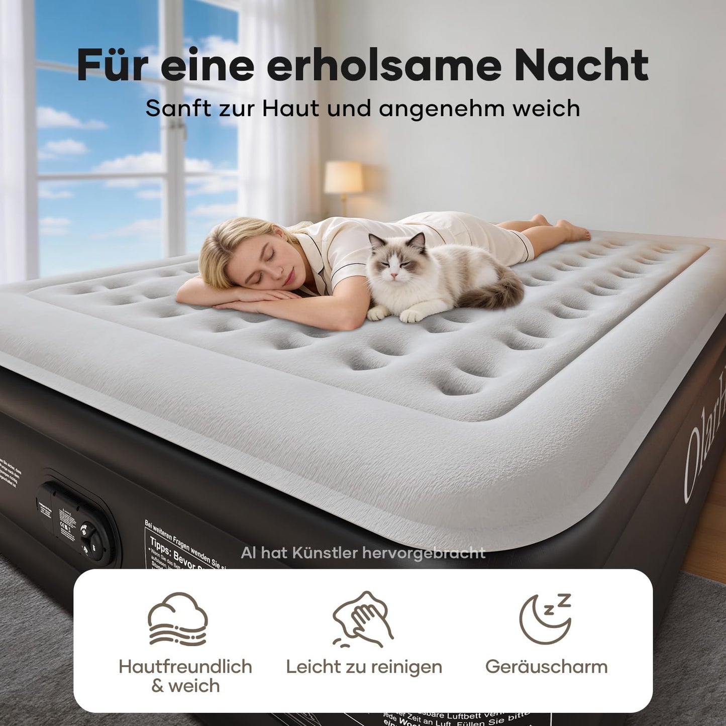 OlarHike Luftmatratze Selbstaufblasend, Luftbett 2 Personen, Gästebett, Luftmatratze 140x200, 1er Pack, aufblasbar für Camping, Zelt, Sofa und Heimgebrauch - 140 x 200 x 46 cm