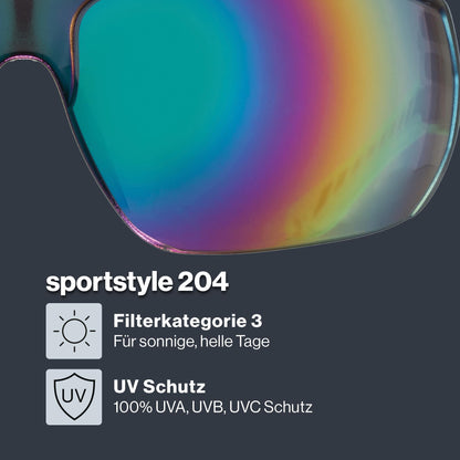 uvex sportstyle 204 - Sportbrille für Damen und Herren - 100% UVA-, B, C Schutz - druckfreier Sitz & perfekter Halt