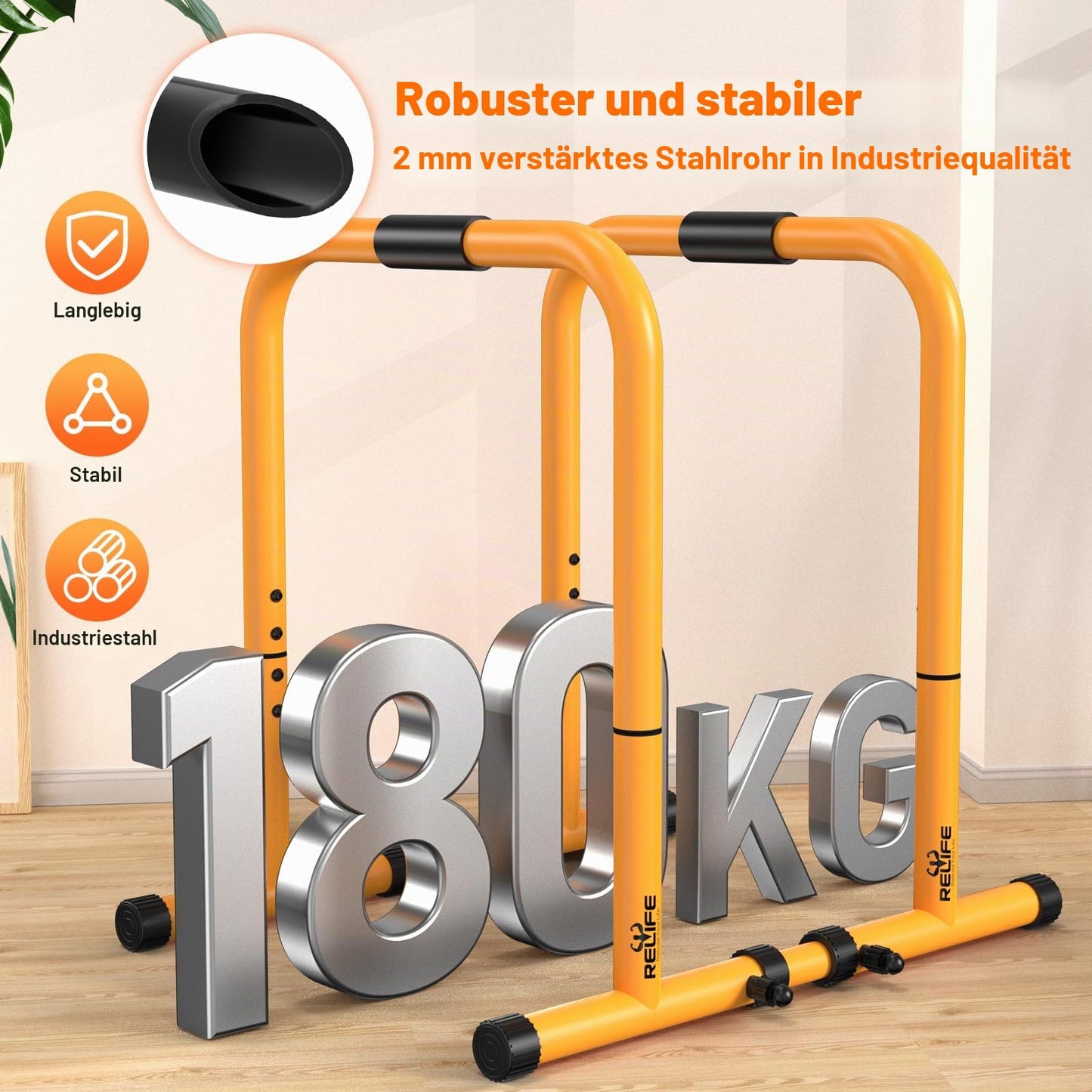 RELIFE REBUILD YOUR LIFE Dip Station Dip Bar Barren Parallettes Push Up Dip-Ständer Einstellbar Einstellbare Höhe Fitness Turnhalle Ausüben Calisthenics Equipment