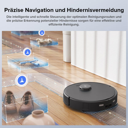 roborock Qrevo Edge 2 Set Saugroboter mit Wischfunktion&Hebarem Wischmopp, 25.000 Pa, Anti-Tangle, ultraflach 7,98 cm, 80 °C Heißwasser-Moppwäsche, FlexiArm-Technologie, AI-Hinderniserkennung(Schwarz)