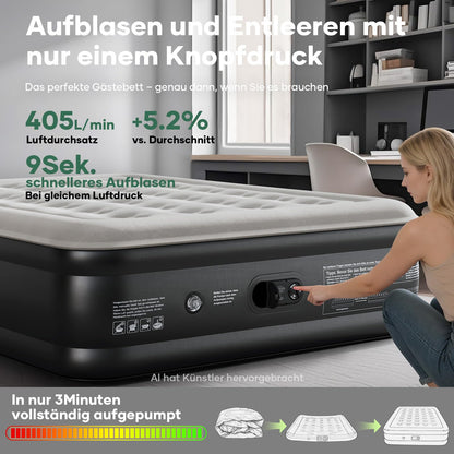 OlarHike Luftmatratze Selbstaufblasend, Luftbett 2 Personen, Gästebett, Luftmatratze 140x200, 1er Pack, aufblasbar für Camping, Zelt, Sofa und Heimgebrauch - 140 x 200 x 46 cm