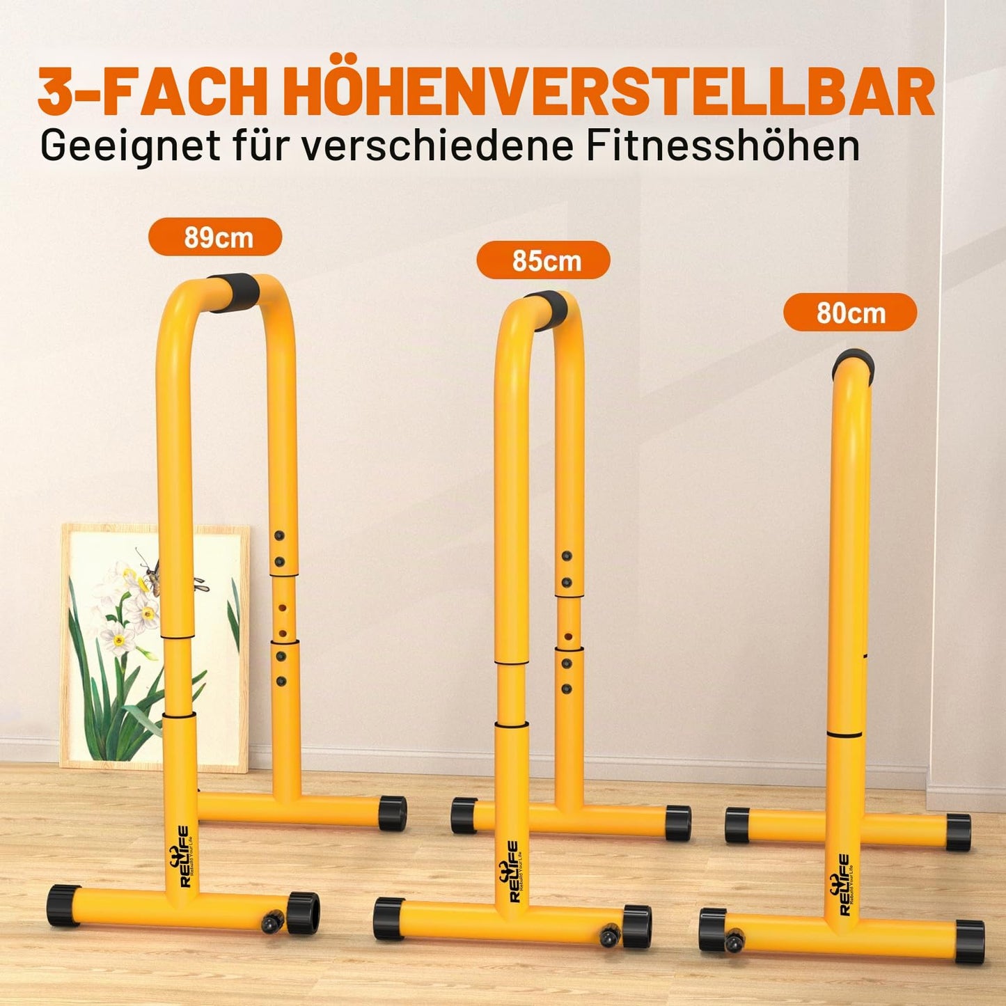 RELIFE REBUILD YOUR LIFE Dip Station Dip Bar Barren Parallettes Push Up Dip-Ständer Einstellbar Einstellbare Höhe Fitness Turnhalle Ausüben Calisthenics Equipment