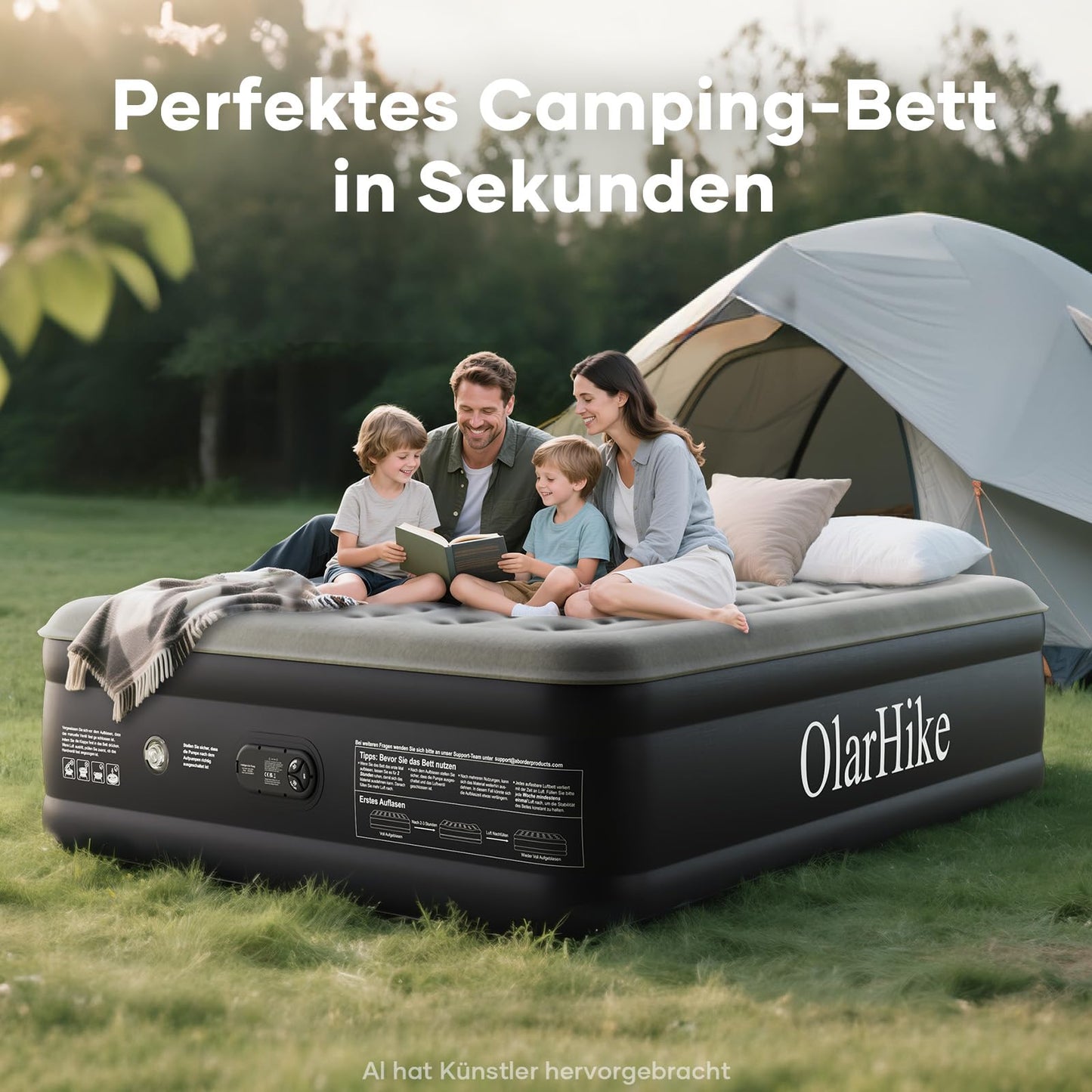 OlarHike Luftmatratze Selbstaufblasend, Luftbett 2 Personen, Gästebett, Luftmatratze 140x200, 1er Pack, aufblasbar für Camping, Zelt, Sofa und Heimgebrauch - 140 x 200 x 46 cm