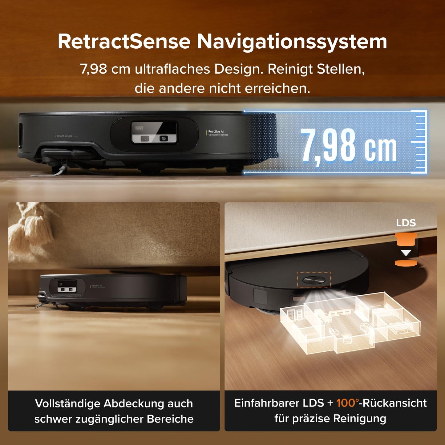 roborock Qrevo Edge 2 Set Saugroboter mit Wischfunktion&Hebarem Wischmopp, 25.000 Pa, Anti-Tangle, ultraflach 7,98 cm, 80 °C Heißwasser-Moppwäsche, FlexiArm-Technologie, AI-Hinderniserkennung(Schwarz)