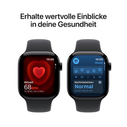 Apple Watch Series 11 GPS 42 mm Smartwatch mit Aluminiumgehäuse in Roségold und Sportarmband in Blassrosa (M/L). Schlafindex, Fitnesstracker, Gesundheitstracking, Always-On Display, Wasserschutz