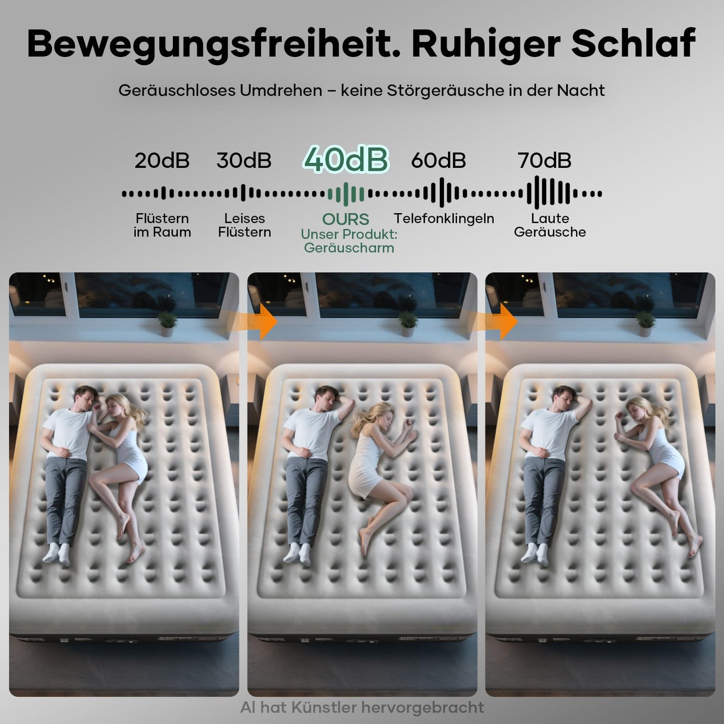 OlarHike Luftmatratze Selbstaufblasend, Luftbett 2 Personen, Gästebett, Luftmatratze 140x200, 1er Pack, aufblasbar für Camping, Zelt, Sofa und Heimgebrauch - 140 x 200 x 46 cm