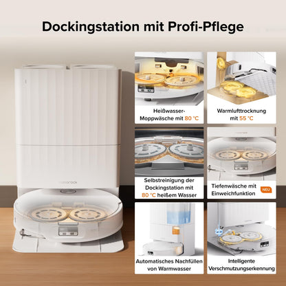 roborock Qrevo Edge 2 Set Saugroboter mit Wischfunktion&Hebarem Wischmopp, 25.000 Pa, Anti-Tangle, ultraflach 7,98 cm, 80 °C Heißwasser-Moppwäsche, FlexiArm-Technologie, AI-Hinderniserkennung(Schwarz)
