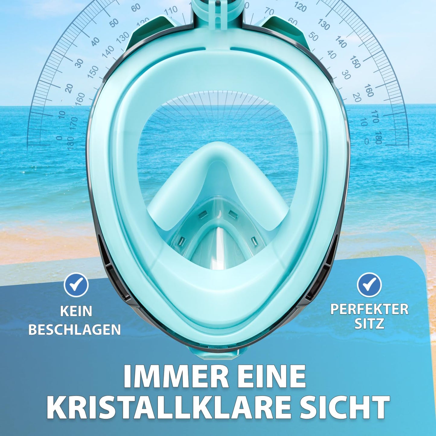 Die Preisgekrönte KAIMANA® Schnorchelmaske für Erwachsene & Kinder - absolut CO2 sicher - inkl. Tragetasche - Tauchermaske Erwachsene - Vollgesichtsmaske Tauchmaske