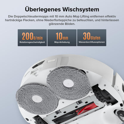roborock Qrevo Edge 2 Set Saugroboter mit Wischfunktion&Hebarem Wischmopp, 25.000 Pa, Anti-Tangle, ultraflach 7,98 cm, 80 °C Heißwasser-Moppwäsche, FlexiArm-Technologie, AI-Hinderniserkennung(Schwarz)