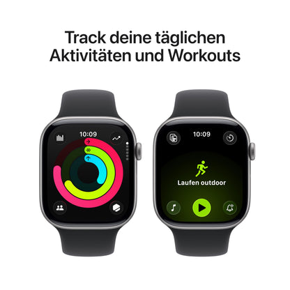 Apple Watch Series 11 GPS 42 mm Smartwatch mit Aluminiumgehäuse in Roségold und Sportarmband in Blassrosa (M/L). Schlafindex, Fitnesstracker, Gesundheitstracking, Always-On Display, Wasserschutz