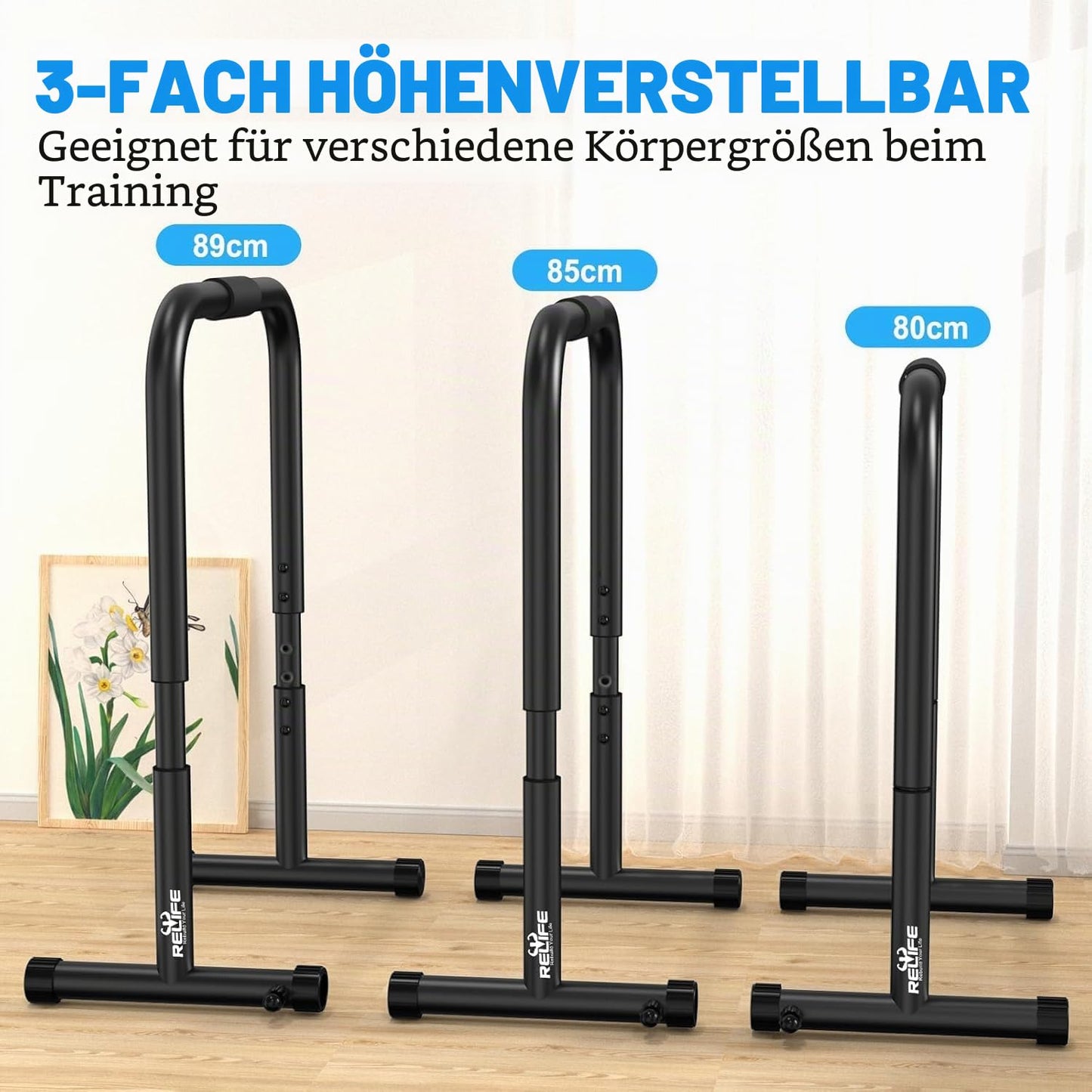 RELIFE REBUILD YOUR LIFE Dip Station Dip Bar Barren Parallettes Push Up Dip-Ständer Einstellbar Einstellbare Höhe Fitness Turnhalle Ausüben Calisthenics Equipment