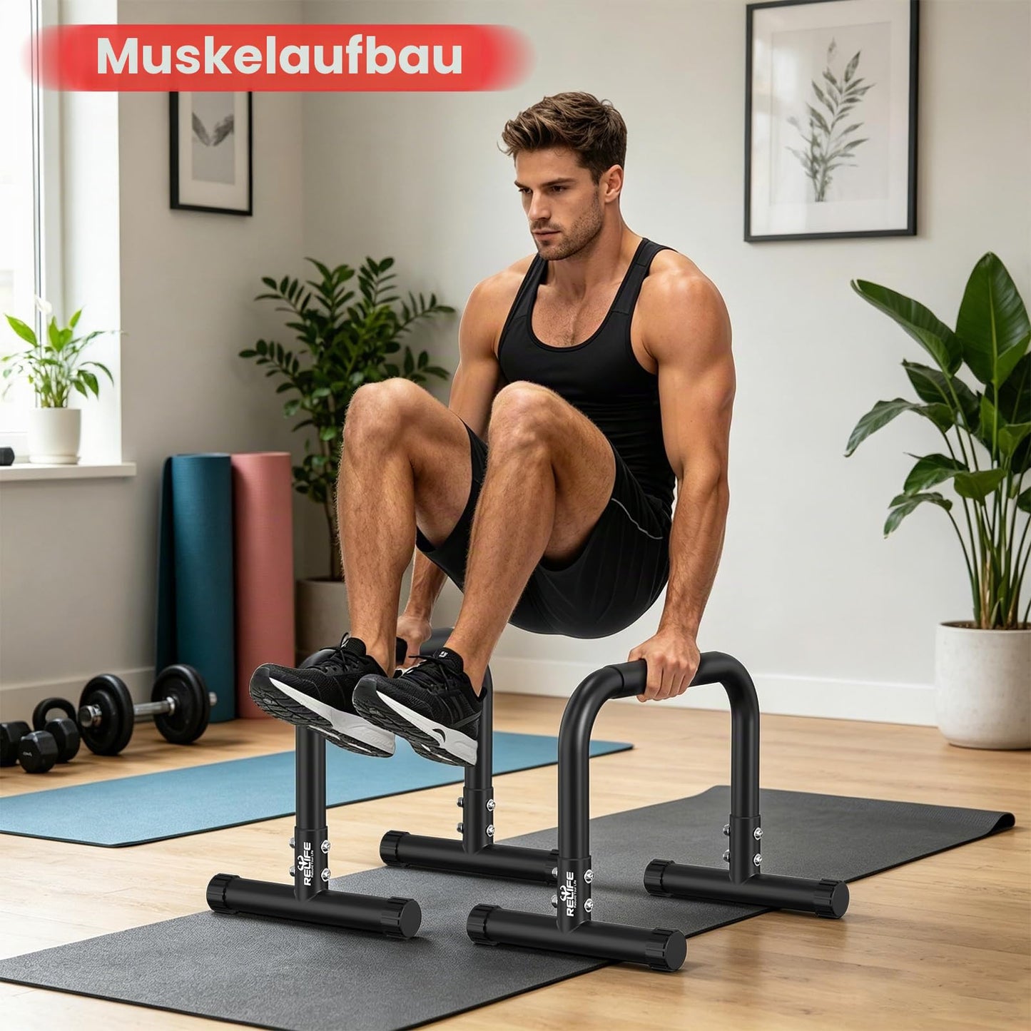RELIFE REBUILD YOUR LIFE Dip Station Dip Bar Barren Parallettes Push Up Dip-Ständer Einstellbar Einstellbare Höhe Fitness Turnhalle Ausüben Calisthenics Equipment
