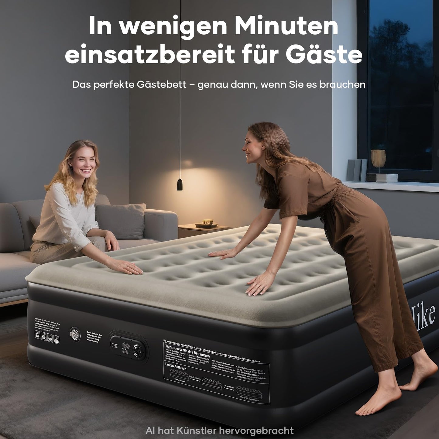 OlarHike Luftmatratze Selbstaufblasend, Luftbett 2 Personen, Gästebett, Luftmatratze 140x200, 1er Pack, aufblasbar für Camping, Zelt, Sofa und Heimgebrauch - 140 x 200 x 46 cm
