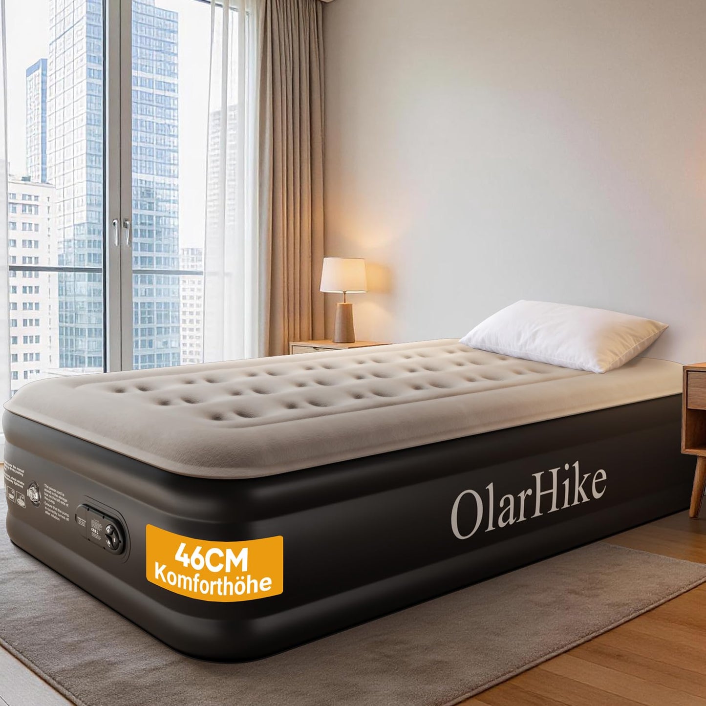 OlarHike Luftmatratze Selbstaufblasend, Luftbett 2 Personen, Gästebett, Luftmatratze 140x200, 1er Pack, aufblasbar für Camping, Zelt, Sofa und Heimgebrauch - 140 x 200 x 46 cm