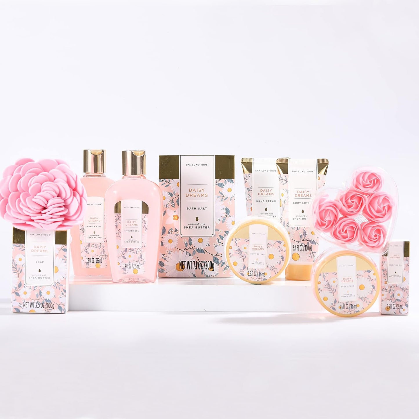 SPA LUXETIQUE Damen Bade Geschenkset - Beauty Set für Sie 12tlg Geburtstagsgeschenk, Gänseblümchenduft Spa Set, Wellness Set für Frauen, Muttertaggeschenke, Valentinstag Geschenk für Sie