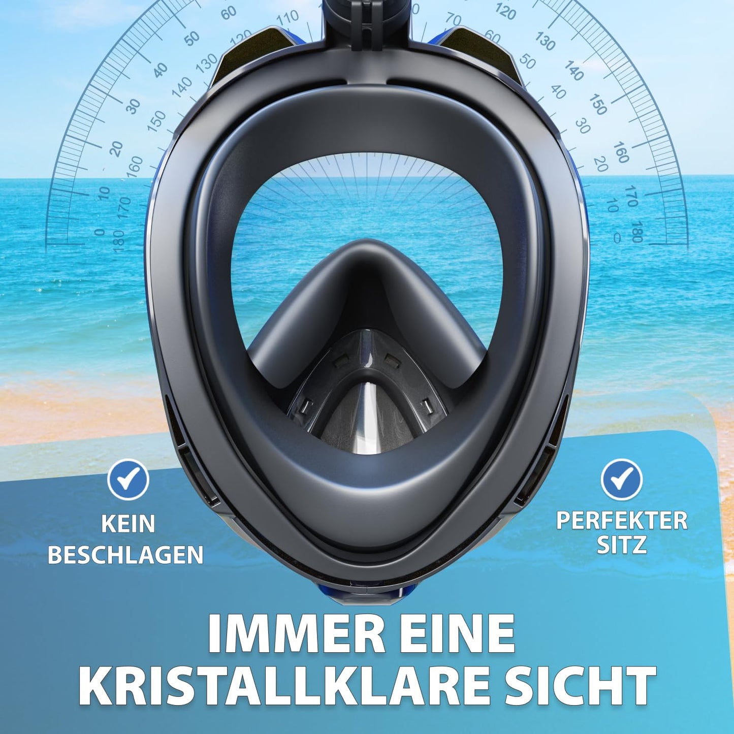 Die Preisgekrönte KAIMANA® Schnorchelmaske für Erwachsene & Kinder - absolut CO2 sicher - inkl. Tragetasche - Tauchermaske Erwachsene - Vollgesichtsmaske Tauchmaske