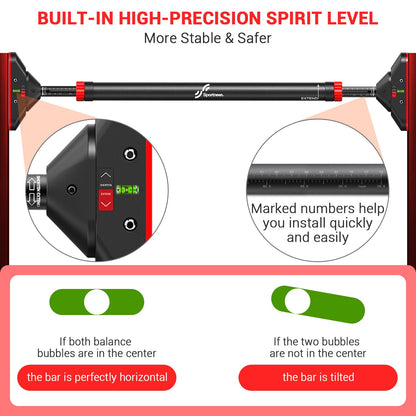 Klimmzugstange Türrahmen, Sportneer Pull Up Bar Tragkraft bis 200 Kg, Reckstange Ohne Schrauben 75-94 cm Ausziehbar, Türreck mit 16,5x4,5 cm PVC-Matten & Neues 360° Drehbares Zahnradschloss