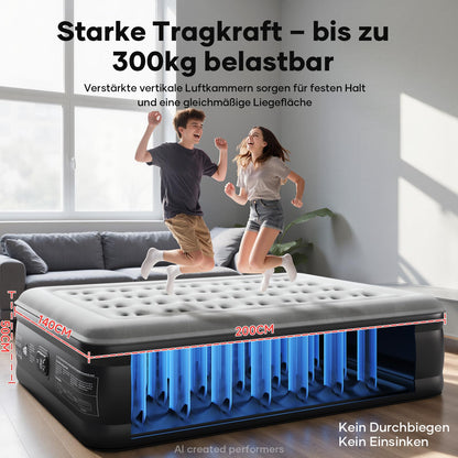 OlarHike Luftmatratze Selbstaufblasend, Luftbett 2 Personen, Gästebett, Luftmatratze 140x200, 1er Pack, aufblasbar für Camping, Zelt, Sofa und Heimgebrauch - 140 x 200 x 46 cm