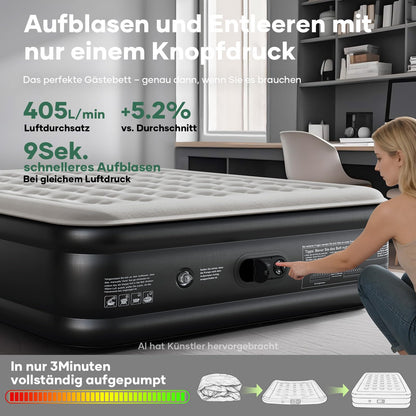 OlarHike Luftmatratze Selbstaufblasend, Luftbett 2 Personen, Gästebett, Luftmatratze 140x200, 1er Pack, aufblasbar für Camping, Zelt, Sofa und Heimgebrauch - 140 x 200 x 46 cm