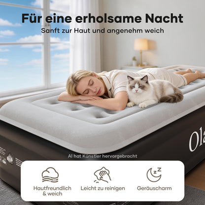 OlarHike Luftmatratze Selbstaufblasend, Luftbett 2 Personen, Gästebett, Luftmatratze 140x200, 1er Pack, aufblasbar für Camping, Zelt, Sofa und Heimgebrauch - 140 x 200 x 46 cm