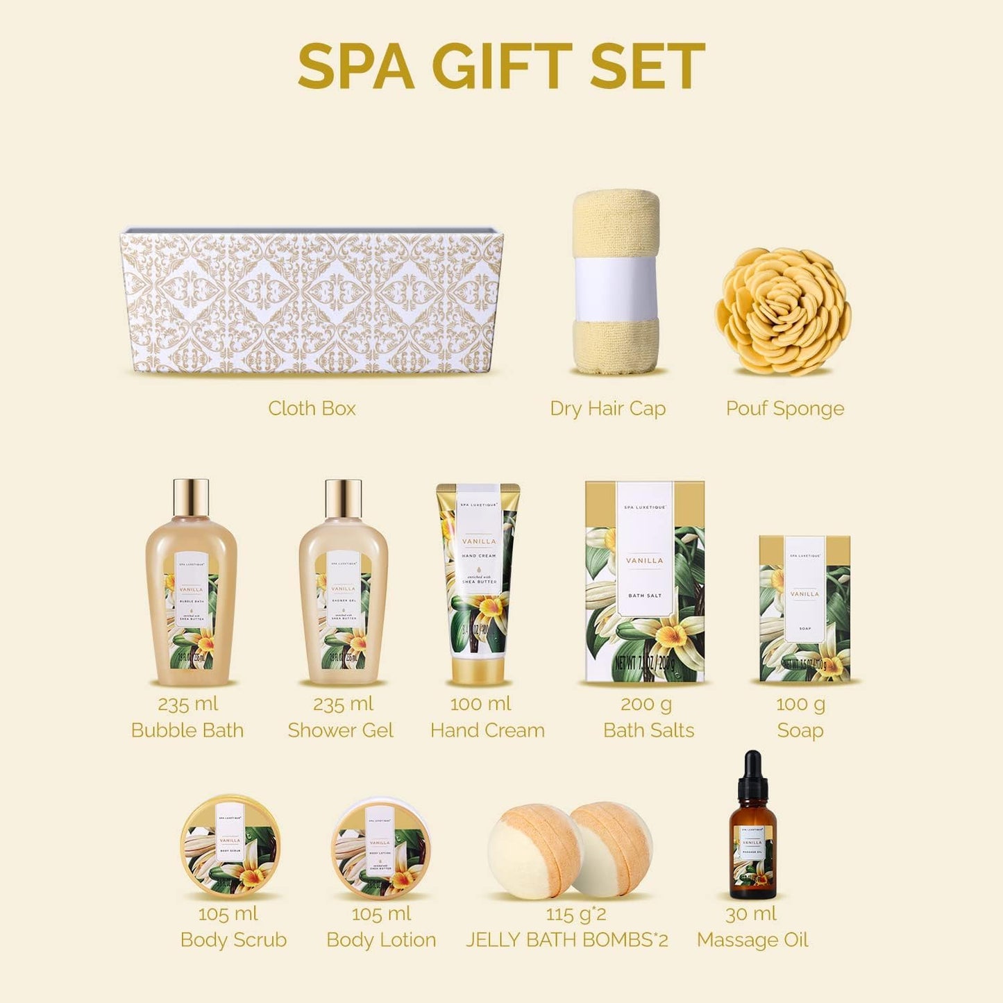 SPA LUXETIQUE Damen Bade Geschenkset - Beauty Set für Sie 12tlg Geburtstagsgeschenk, Gänseblümchenduft Spa Set, Wellness Set für Frauen, Muttertaggeschenke, Valentinstag Geschenk für Sie